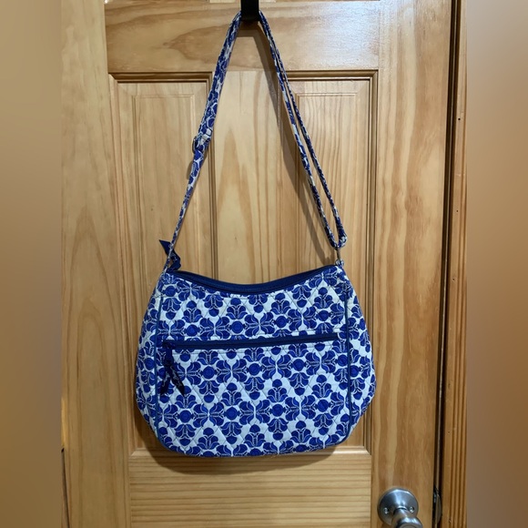 Vera Bradley Handbags - Vera Bradley Cobalt Tile Blue & White Handbag Shoulder Bag Adjustable Strap 11X8